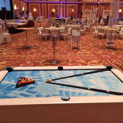 White Masterpiece Pool Table w/ Snowdrift Felt